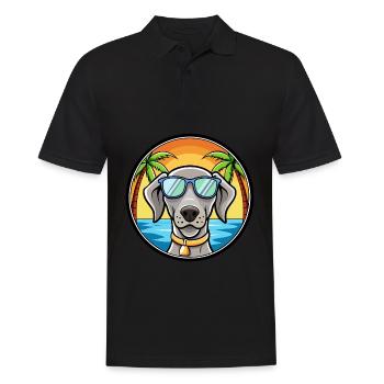 Weimaraner Hund Rasse Cartoon Sonnenbrille Strand - Männer Poloshirt - Schwarz - Vorne - Kai (181cm)
