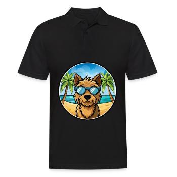 Welsh Terrier Chien Race Dessin Animé Lunettes De Soleil Plage - Polo Homme - noir - Devant - Kai (181cm)