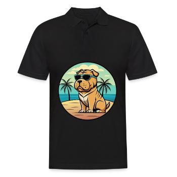 Shar Pei Dog Breed Cartoon Sunglasses Beach - Men's Polo Shirt - black - Front - Kai (181cm)