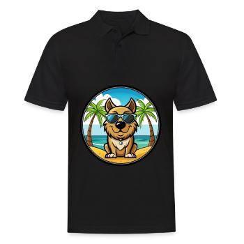 Tosa Hunderasse Cartoon Sonnenbrille Strand - Männer Poloshirt - Schwarz - Vorne - Kai (181cm)