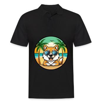 Spitz Chien Race Dessin Animé Lunettes De Soleil Plage - Polo Homme - noir - Devant - Kai (181cm)