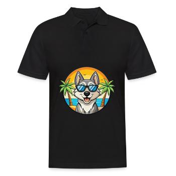 Schwedischer Elchhund Hunderasse Cartoon Sonnenbrille Strand - Männer Poloshirt - Schwarz - Vorne - Kai (181cm)