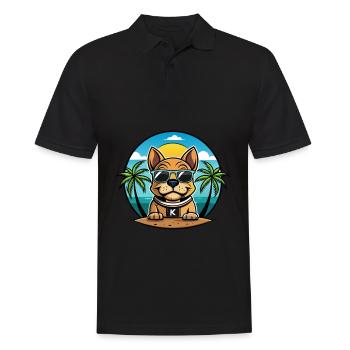 Kai Ken Hunderasse Cartoon Sonnenbrille Strand - Männer Poloshirt - Schwarz - Vorne - Kai (181cm)