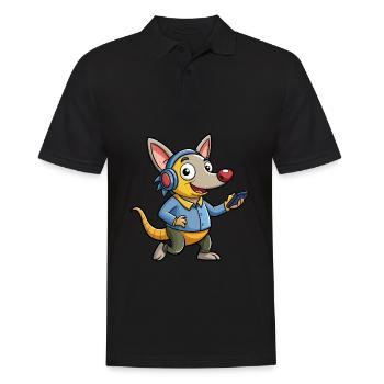 Aardvark Funny Cartoon Character Casque Musique - Polo Homme - noir - Devant - Kai (181cm)