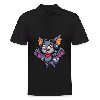 Bat Funny Cartoon Character Headphone Music - Men's Polo Shirt - black - Front - Kai (181cm)