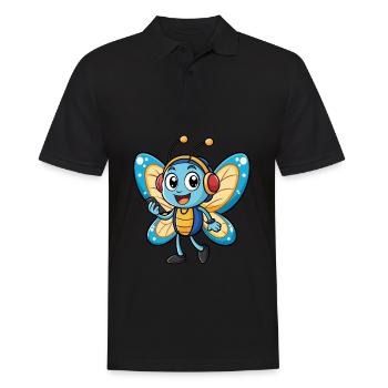 Papillon Drôle Dessin Animé Personnage Casque Musique - Polo Homme - noir - Devant - Kai (181cm)