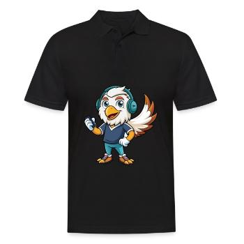 Eagle Funny Cartoon Character Headphone Music - Men's Polo Shirt - black - Front - Kai (181cm)