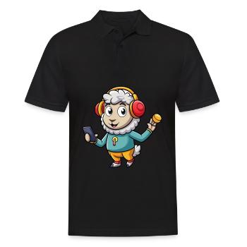 Schaf Lustige Zeichentrickfigur Kopfhörer Musik - Männer Poloshirt - Schwarz - Vorne - Kai (181cm)