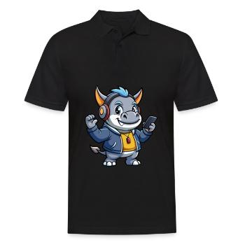 Rhino Funny Cartoon Character Musique de casque - Polo Homme - noir - Devant - Kai (181cm)