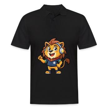 Lion Funny Cartoon Character Headphone Music - Men's Polo Shirt - black - Front - Kai (181cm)