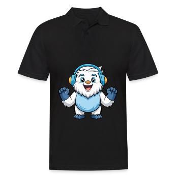 Yeti Funny Cartoon Character Musique de casque - Polo Homme - noir - Devant - Kai (181cm)