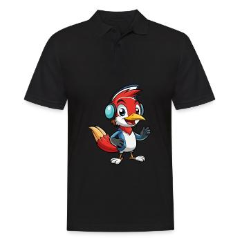 Woodpecker Funny Cartoon Character Musique de casque - Polo Homme - noir - Devant - Kai (181cm)