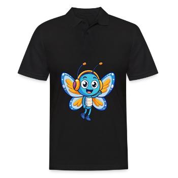 Butterfly Funny Cartoon Character Headphone Music - Men's Polo Shirt - black - Front - Kai (181cm)