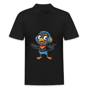 Crow Funny Cartoon Character Headphone Music - Men's Polo Shirt - black - Front - Kai (181cm)