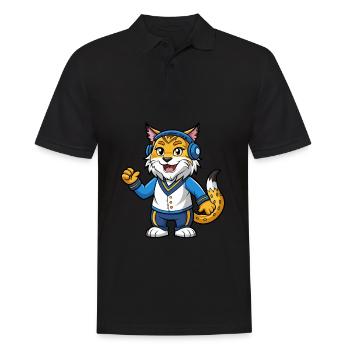 Lynx Funny Cartoon Character Headphone Music - Men's Polo Shirt - black - Front - Kai (181cm)