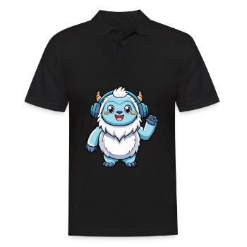 Yeti Funny Cartoon Character Headphone Music - Men's Polo Shirt - black - Front - Kai (181cm)