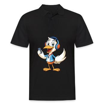 Pelican Funny Cartoon Character Musique de casque - Polo Homme - noir - Devant - Kai (181cm)