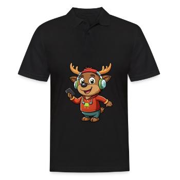 orignal drôle personnage de dessin animé musique de casque - Polo Homme - noir - Devant - Kai (181cm)