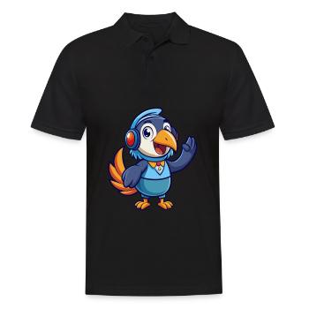 Toucan Funny Cartoon Character Headphone Music - Men's Polo Shirt - black - Front - Kai (181cm)