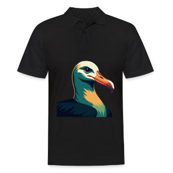 Albatross Zeichentrickfigur Buntes Haustier Tier - Männer Poloshirt - Schwarz - Vorne - Kai (181cm)