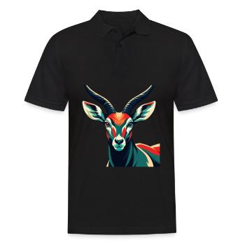 Antilope Zeichentrickfigur Buntes Haustier Tier - Männer Poloshirt - Schwarz - Vorne - Kai (181cm)