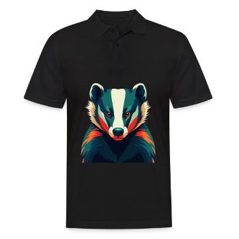 Blaireau Personnage De Dessin Animé Animal De Compagnie Coloré - Polo Homme - noir - Devant - Kai (181cm)