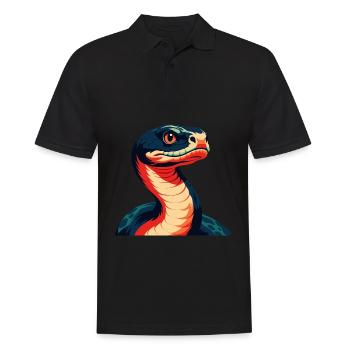 Anaconda Zeichentrickfigur Buntes Haustier Tier - Männer Poloshirt - Schwarz - Vorne - Kai (181cm)