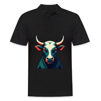 Bull Cartoon Character Colorful Pet Animal - Men's Polo Shirt - black - Front - Kai (181cm)