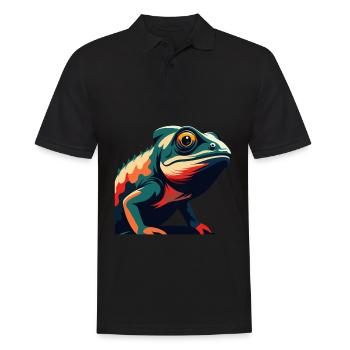 Chameleon Cartoon Character Colorful Pet Animal - Men's Polo Shirt - black - Front - Kai (181cm)