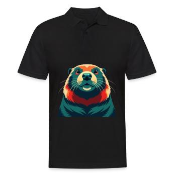 Castor Dessin Animé Personnage Animal Coloré Animal De Compagnie - Polo Homme - noir - Devant - Kai (181cm)