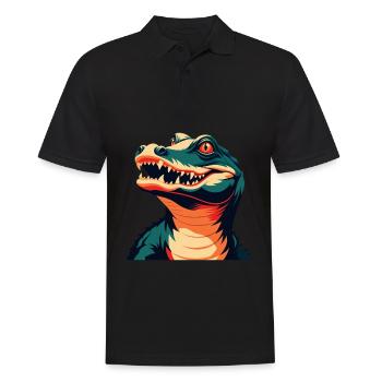 Krokodil Cartoon Figur Buntes Haustier Tier - Männer Poloshirt - Schwarz - Vorne - Kai (181cm)