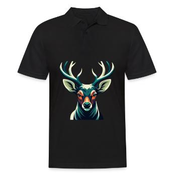 Hirsch Cartoon Figur Buntes Haustier Tier - Männer Poloshirt - Schwarz - Vorne - Kai (181cm)