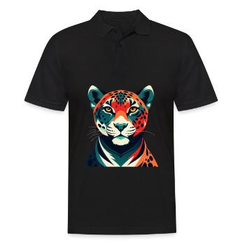 Leopard Cartoon Character Colorful Pet Animal - Men's Polo Shirt - black - Front - Kai (181cm)