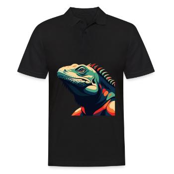 Iguana Cartoon Character Colorful Pet Animal - Men's Polo Shirt - black - Front - Kai (181cm)