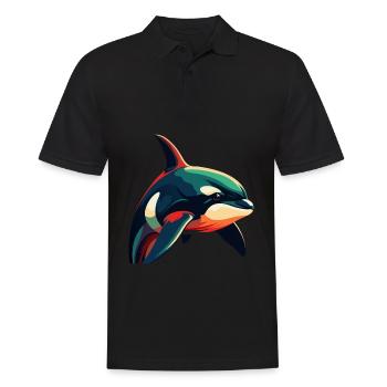 Orca Cartoon-Figur Buntes Haustier - Männer Poloshirt - Schwarz - Vorne - Kai (181cm)