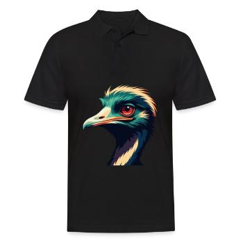 Emu Cartoon Figur Buntes Haustier Tier - Männer Poloshirt - Schwarz - Vorne - Kai (181cm)