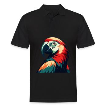 Papagei Cartoon Figur Buntes Haustier Tier - Männer Poloshirt - Schwarz - Vorne - Kai (181cm)