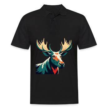 Moose Cartoon Character Colorful Pet Animal - Men's Polo Shirt - black - Front - Kai (181cm)