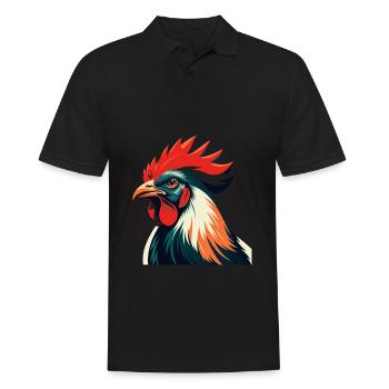 Huhn Cartoon Figur Buntes Haustier Tier - Männer Poloshirt - Schwarz - Vorne - Kai (181cm)