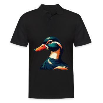 Ente Cartoon Figur Buntes Haustier Tier - Männer Poloshirt - Schwarz - Vorne - Kai (181cm)