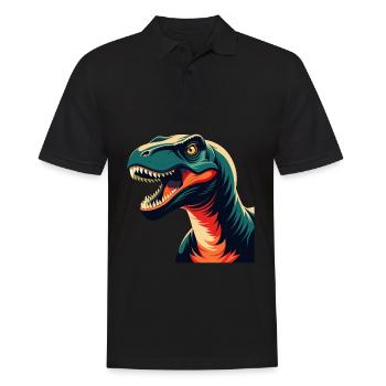 Dinosaurier Cartoon Figur Buntes Haustier Tier - Männer Poloshirt - Schwarz - Vorne - Kai (181cm)