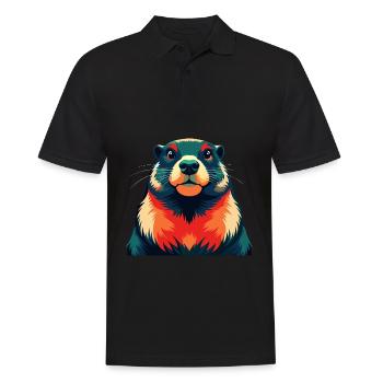 Murmeltier Cartoon Figur Buntes Haustier Tier - Männer Poloshirt - Schwarz - Vorne - Kai (181cm)
