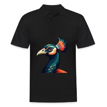 paon dessin animé personnage animal de compagnie coloré - Polo Homme - noir - Devant - Kai (181cm)