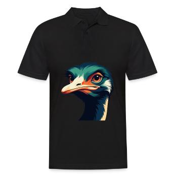 Strauß Cartoon Figur Buntes Haustier Tier - Männer Poloshirt - Schwarz - Vorne - Kai (181cm)