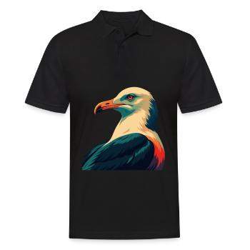 Mouette Dessin animé Personnage Animal de compagnie coloré - Polo Homme - noir - Devant - Kai (181cm)