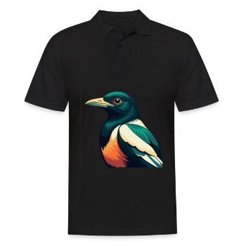 Pie Dessin animé Personnage Animal de compagnie coloré - Polo Homme - noir - Devant - Kai (181cm)