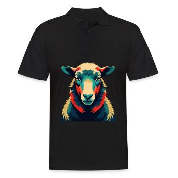 Schaf Cartoon Figur Buntes Haustier Tier - Männer Poloshirt - Schwarz - Vorne - Kai (181cm)