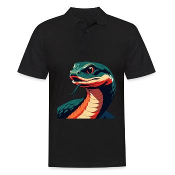 Schlange Cartoon Figur Buntes Haustier Tier - Männer Poloshirt - Schwarz - Vorne - Kai (181cm)
