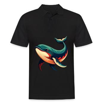 Wal Cartoon Figur Buntes Haustier Tier - Männer Poloshirt - Schwarz - Vorne - Kai (181cm)
