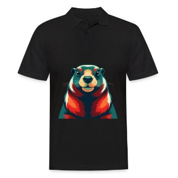 Murmeltier Zeichentrickfigur Buntes Haustier Tier - Männer Poloshirt - Schwarz - Vorne - Kai (181cm)
